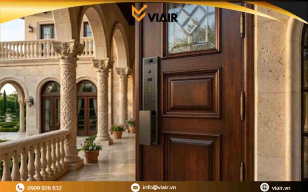 Khóa điện tử vân tay thông minh Viair cho cửa gỗ biệt thự