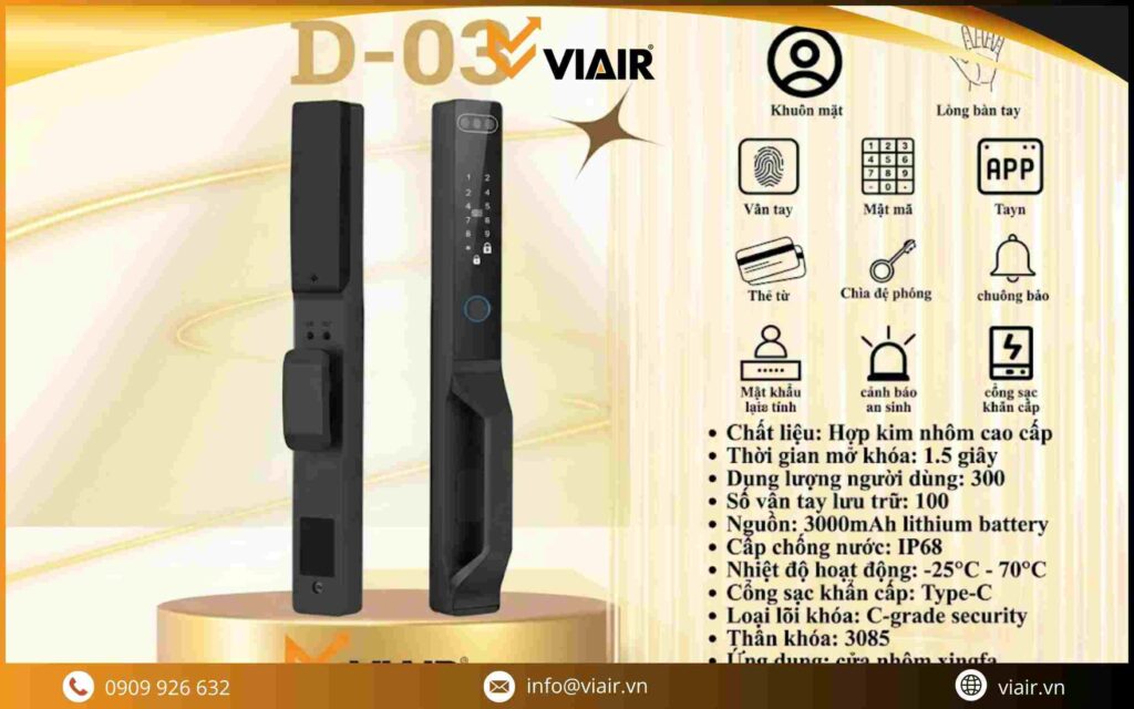 Khóa điện tử tự động D-03 Fully Automatic Lock tại Viair