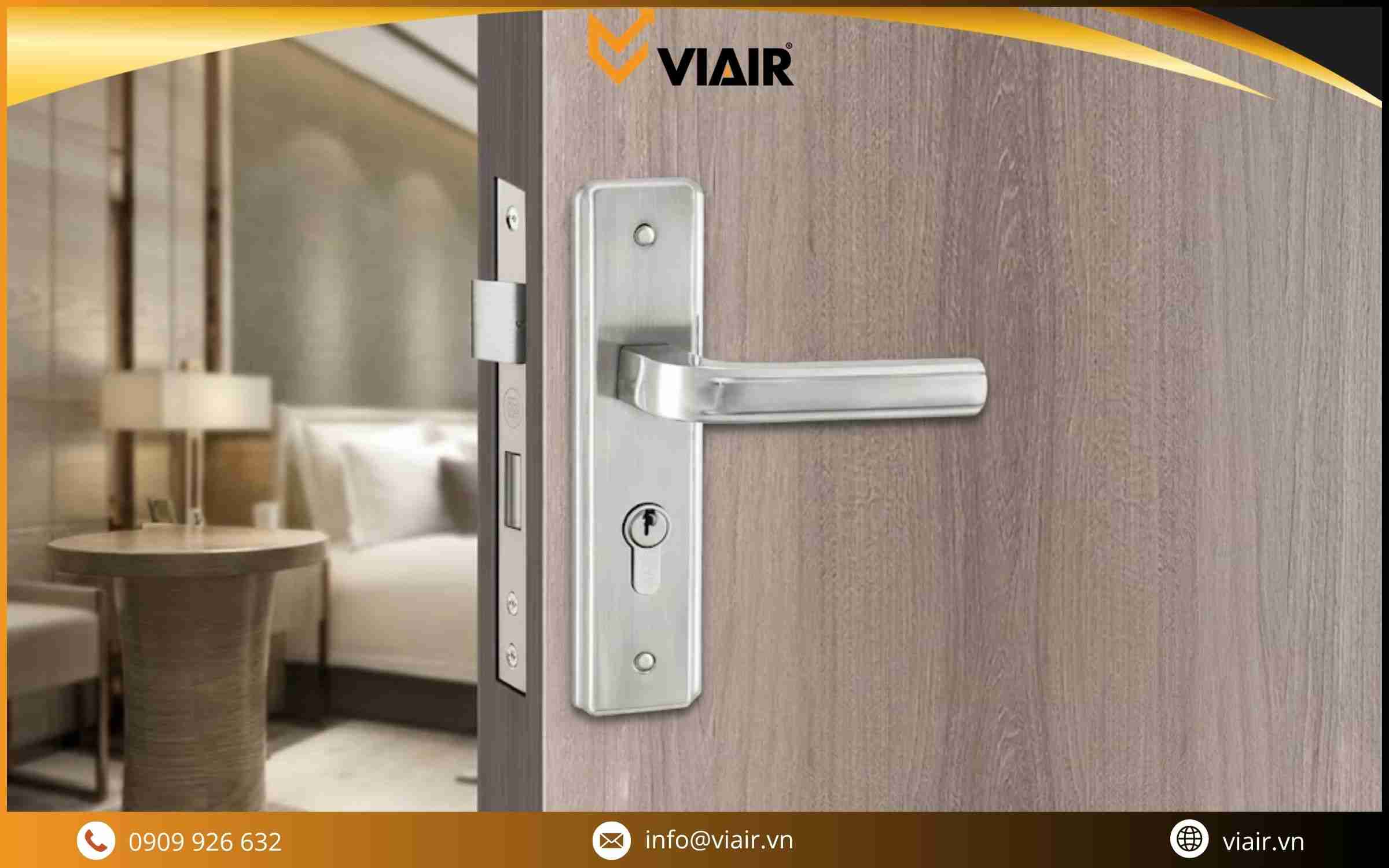 Khóa tay gạt inox cho cửa gỗ