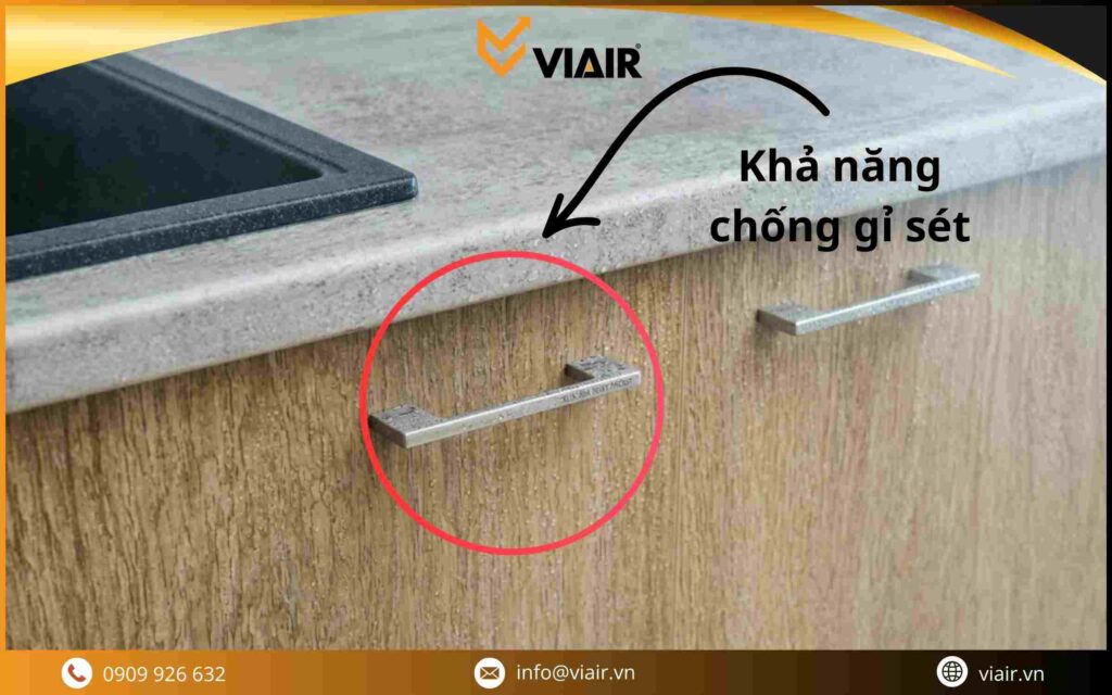 Tai nắm tủ bếp inox 304 chống gỉ sét trong môi trường ẩm ướt