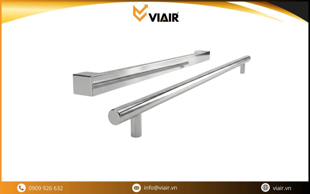 Mẫu tay nắm tủ bếp hiện đại dáng thanh tròn và thanh vuông
