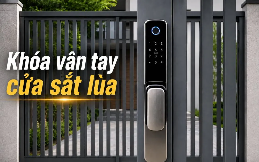 khóa vân tay cửa sắt lùa