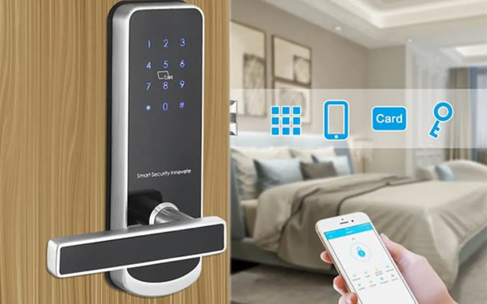 khóa vân tay cửa sắt lùa