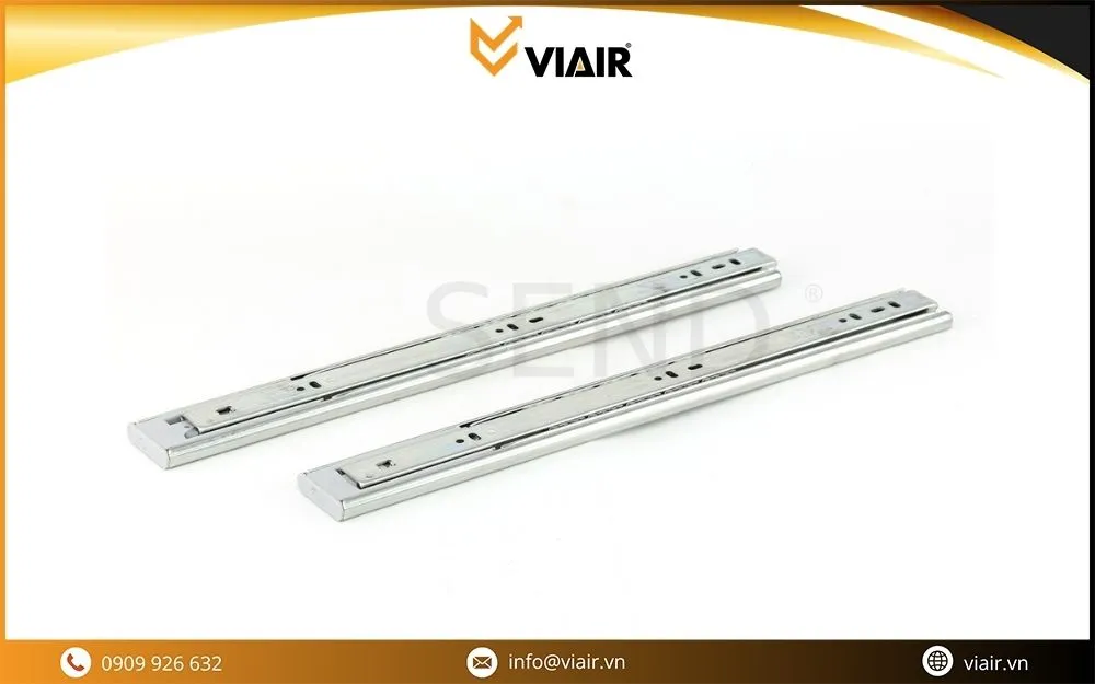 Ray trượt giảm chấn SEND 4512 giúp ngăn kéo đóng mở êm ái, giảm tiếng ồn và tăng độ bền