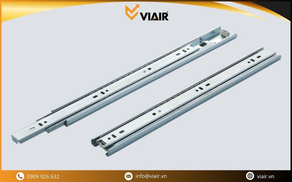 Ray trượt SEND 3510 màu trắng có khả năng chịu lực tốt, thích hợp cho ngăn kéo và tủ hiện đại