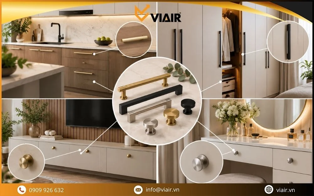 Tay nắm cửa tủ ảnh hưởng đến tổng thể nội thất trong nhà