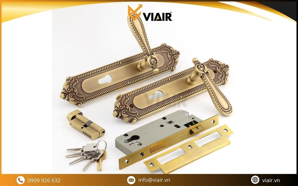 Khóa cửa tay gạt Viair bằng đồng